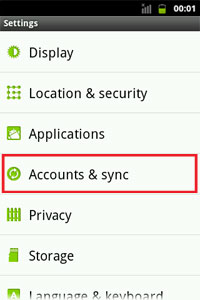 Select Accounts & sync